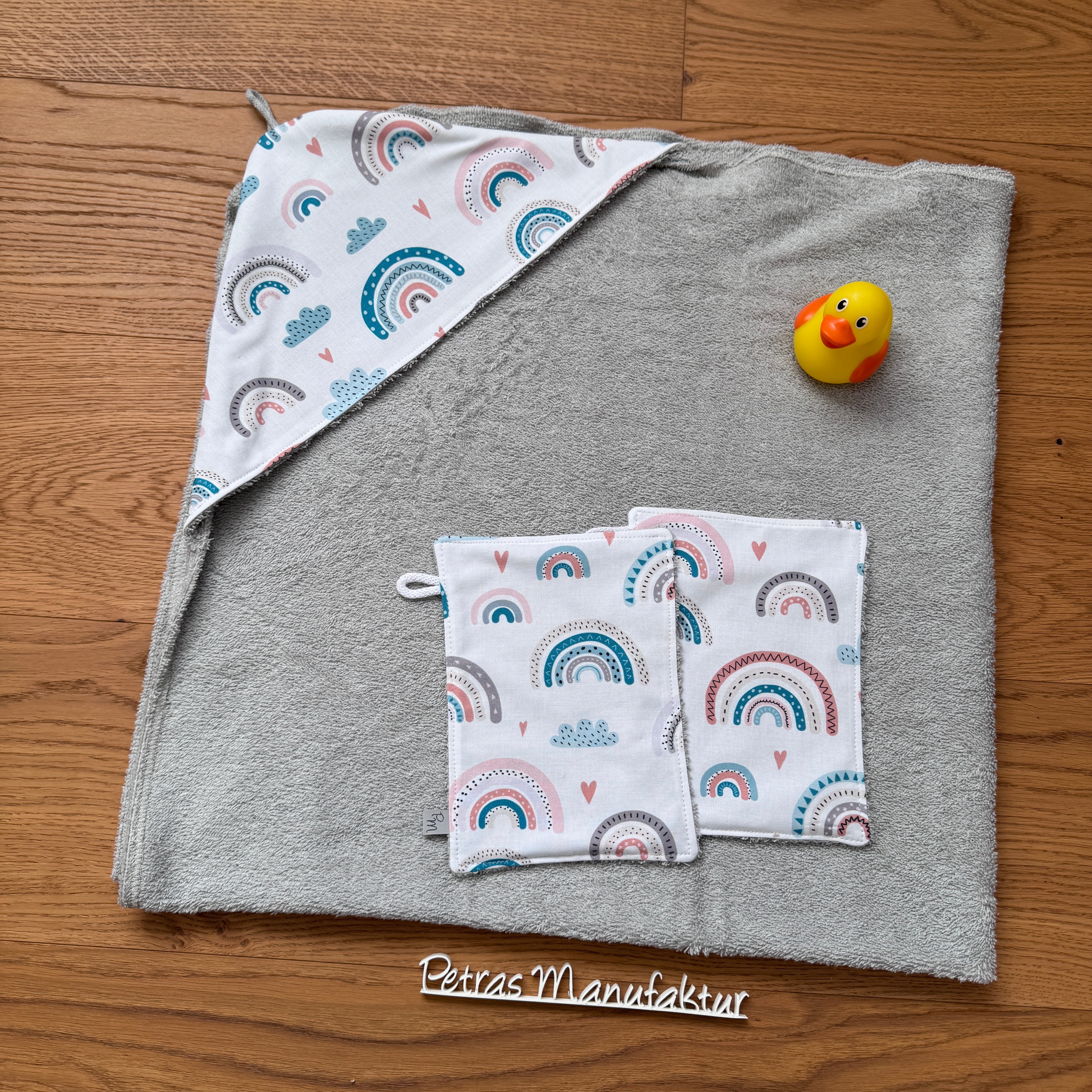 Badetuch-Set „Regenbogen & Wolken“